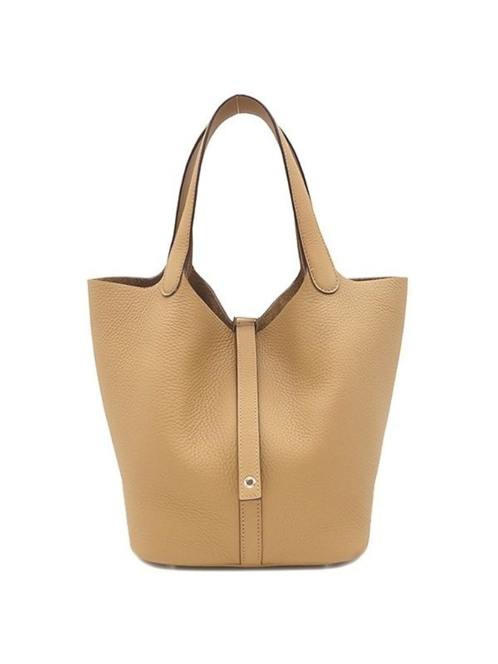 Hermes Handbag Picotin Lock MM 22 Taurillon Clemence Biscuit Silver Brown
